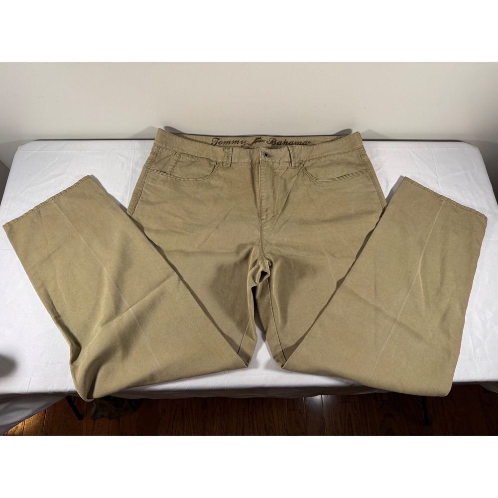 Tommy Bahama Boracay Khaki Tan Chino Pants Mens 42 Straight Leg Cotton Blend